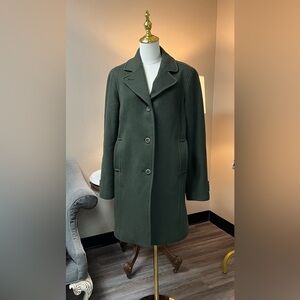 L.L. Bean Wool Dark Green Trench Coat